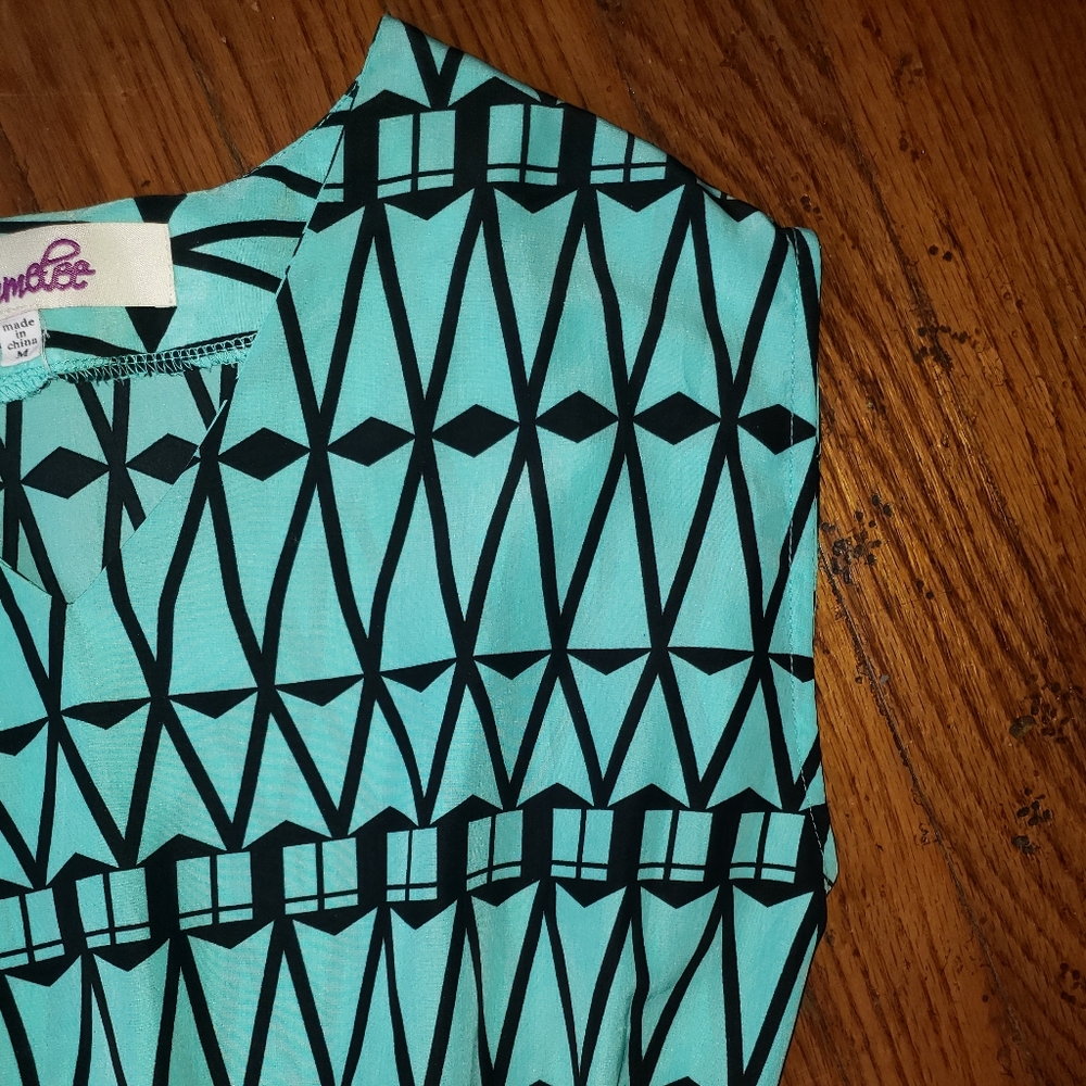 Emmelee Black and Turquoise Dress sz Med - Picture 5 of 7